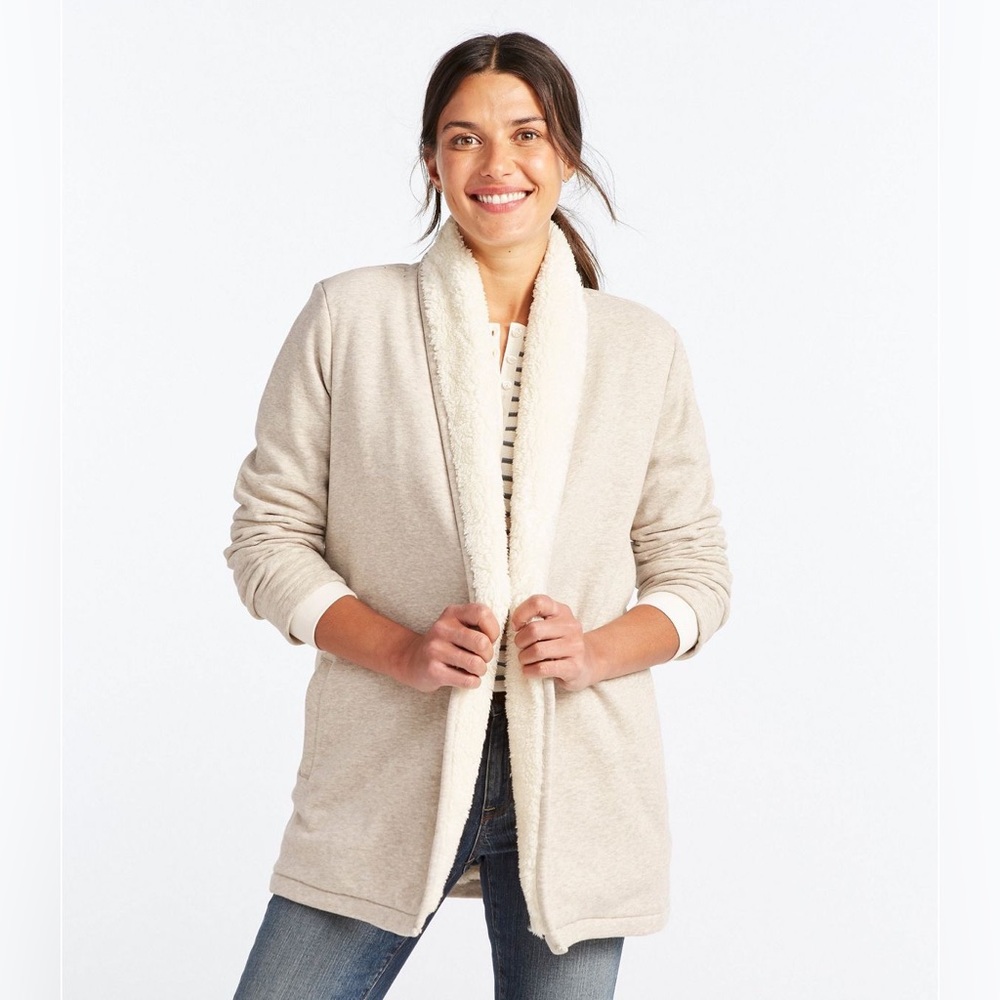 LL BEAN - Women's Sherpa-Lined Cozy Cardigan - Size Medium
